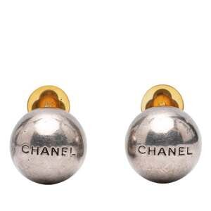 Chanel Vintage Earrings Logo Silver- #222202C62B